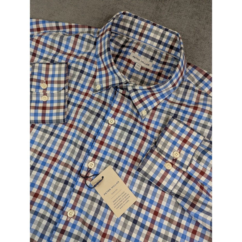 NWT Peter Millar Shirt Mens XXL Check Orin Stretch Long Sleeve Button Up Sport